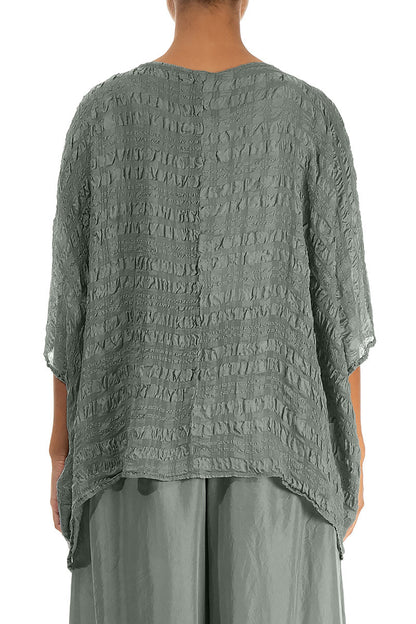 Sage Textured Kaftan Silk Blouse 2