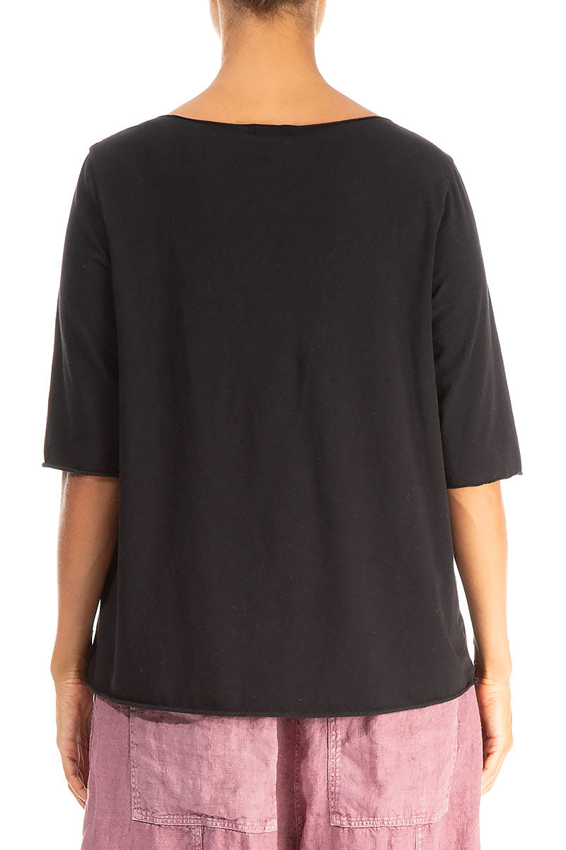 Scoop Neck Black Soft Cotton Top 2