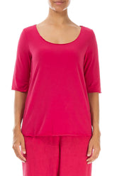 Scoop Neck Raspberry Soft Cotton Top 1