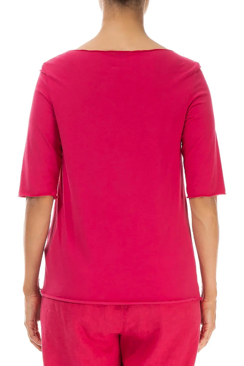 Scoop Neck Raspberry Soft Cotton Top 2