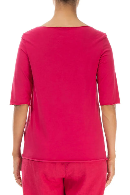 Scoop Neck Raspberry Soft Cotton Top 2