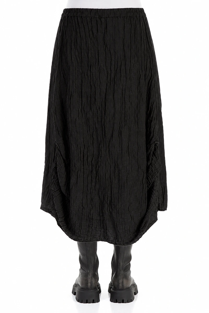 Sculpted Hem Black Crinkled Skirt 2
