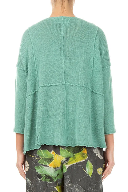 Seam Detail Mint Linen Cardigan 2