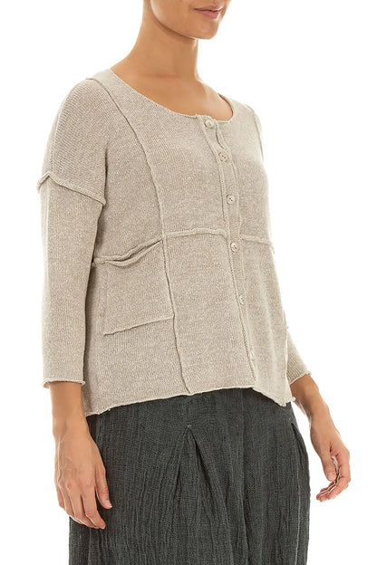 Naht-Detail Cardigan aus Naturleinen