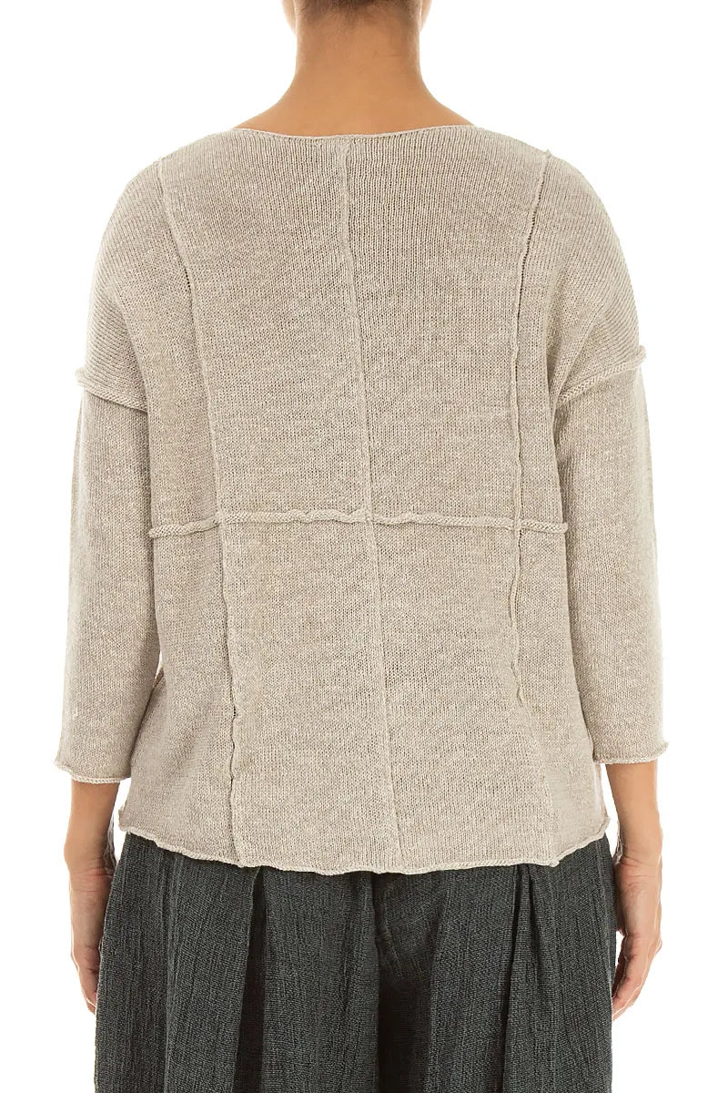Naht-Detail Cardigan aus Naturleinen