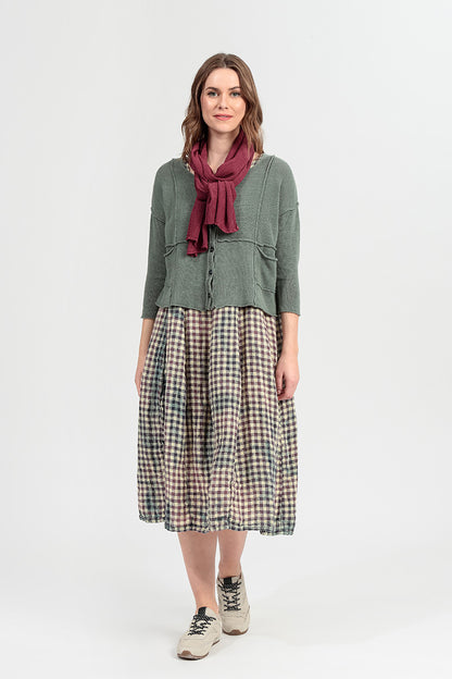 Seam Detail Sage Linen Cardigan