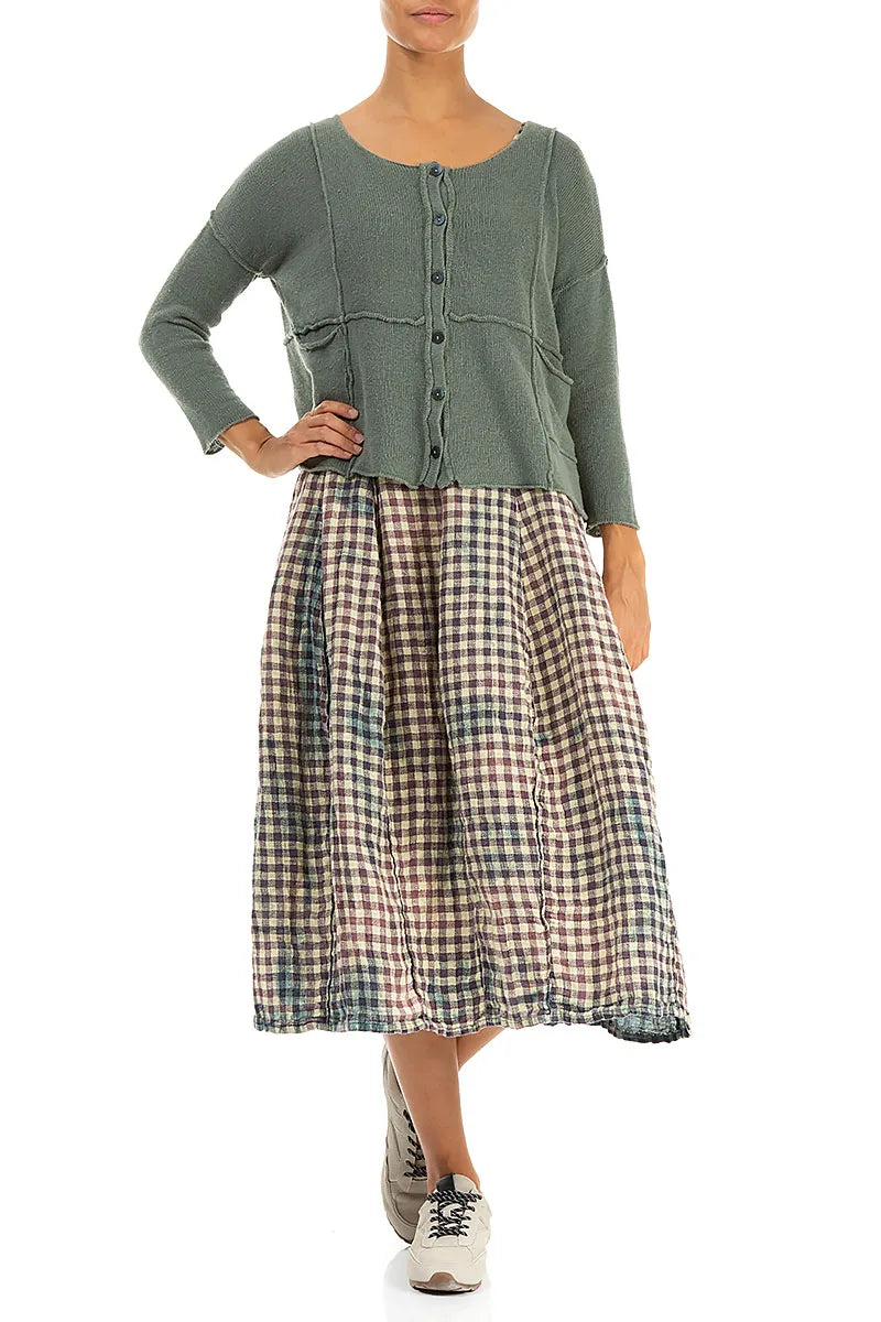 Seam Detail Sage Linen Cardigan