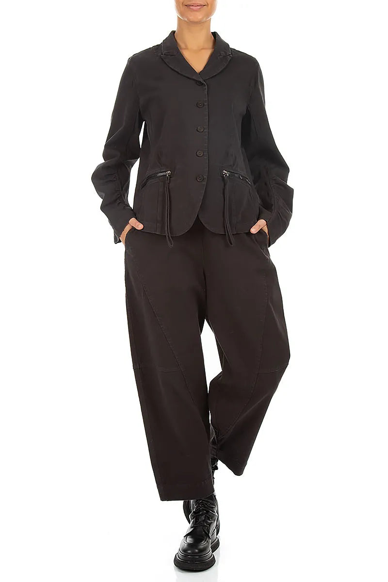 Seamed Black Denim Cotton Trousers