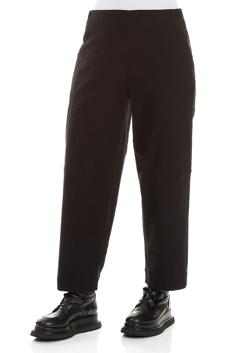 Seamed Black Denim Cotton Trousers