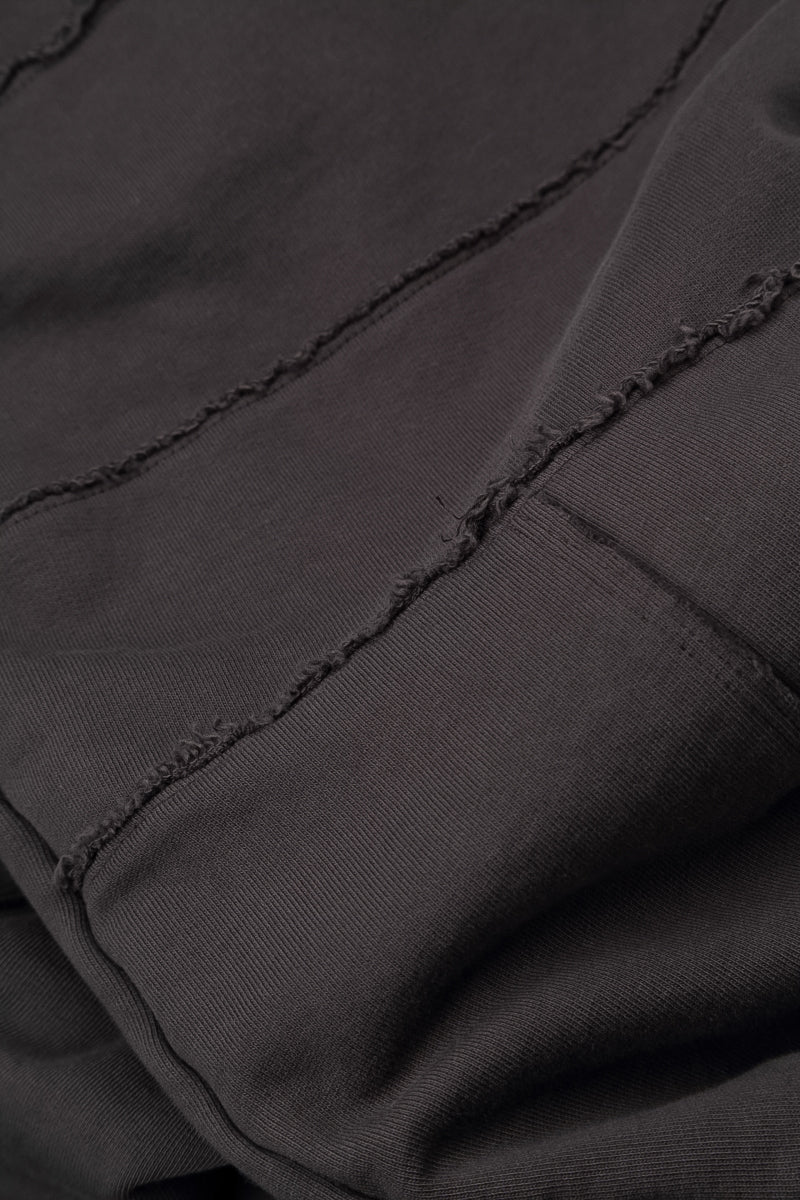 Seamed Charcoal French Terry Cotton Trousers 6