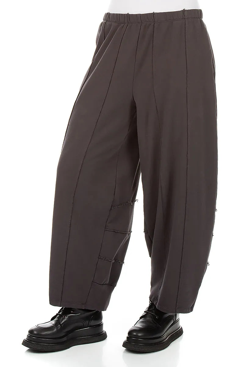 Seamed Charcoal French Terry Cotton Trousers 3
