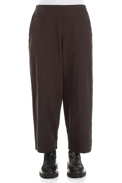 Seamed Warm Charcoal Stretch Cotton Trousers