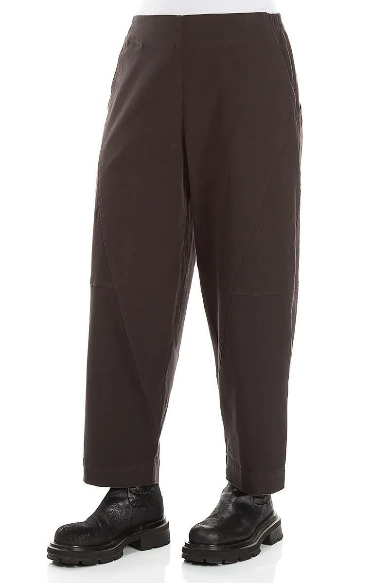 Seamed Warm Charcoal Stretch Cotton Trousers