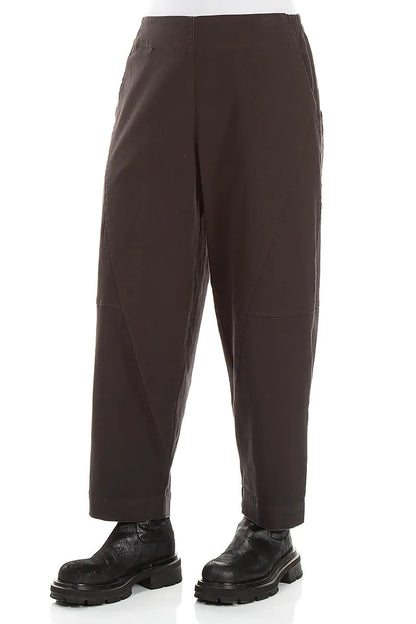 Seamed Warm Charcoal Stretch Cotton Trousers