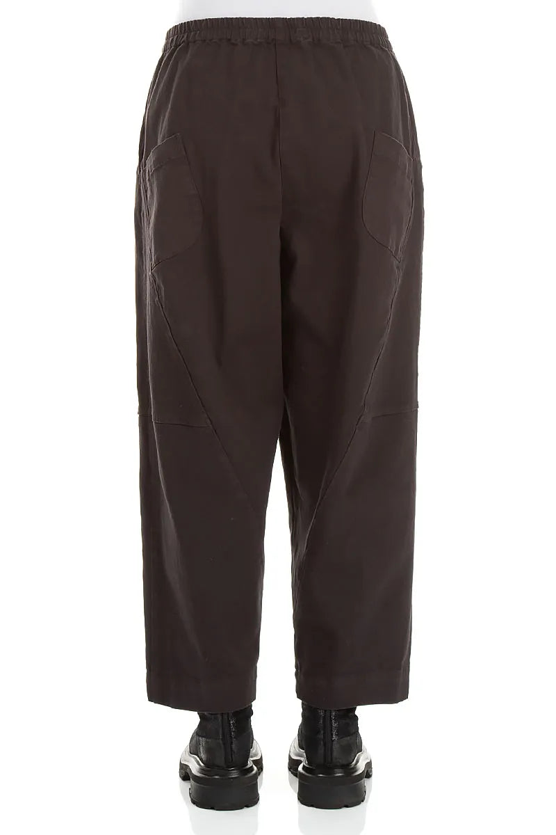 Seamed Warm Charcoal Stretch Cotton Trousers