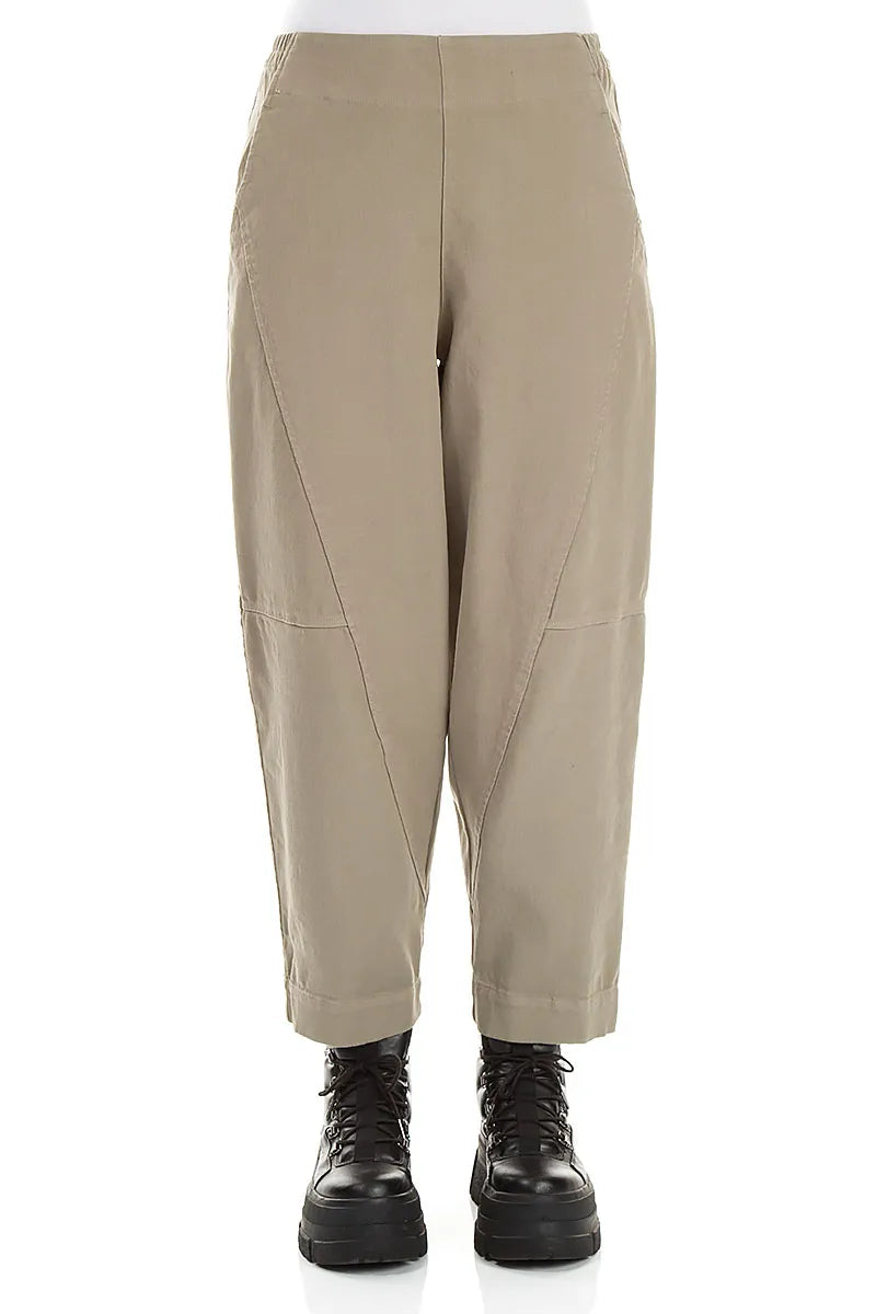 Seamed Olive Grey Denim Cotton Trousers 1