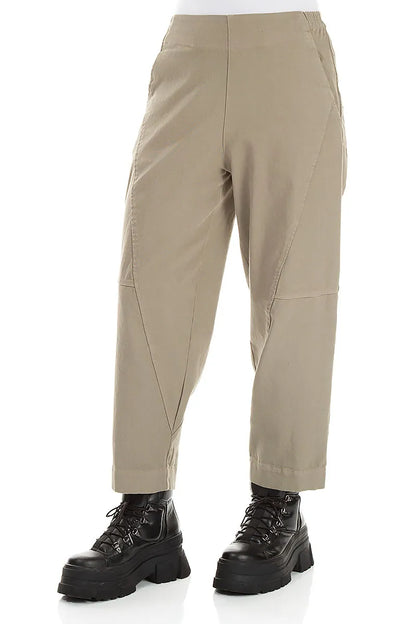 Seamed Olive Grey Denim Cotton Trousers