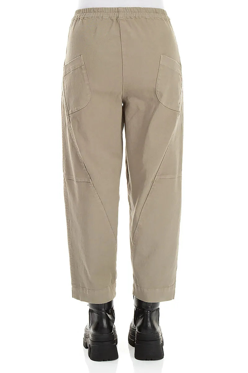 Seamed Olive Grey Denim Cotton Trousers 2