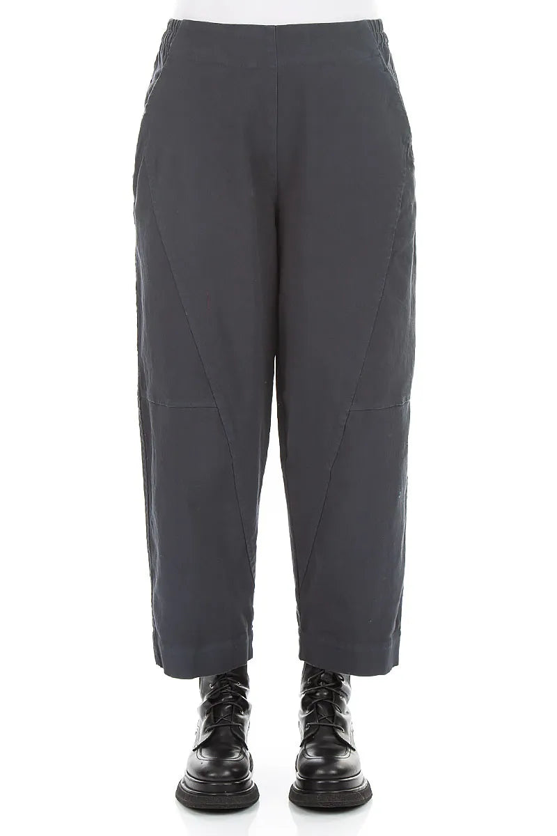 Seamed Slate Denim Cotton Trousers 1
