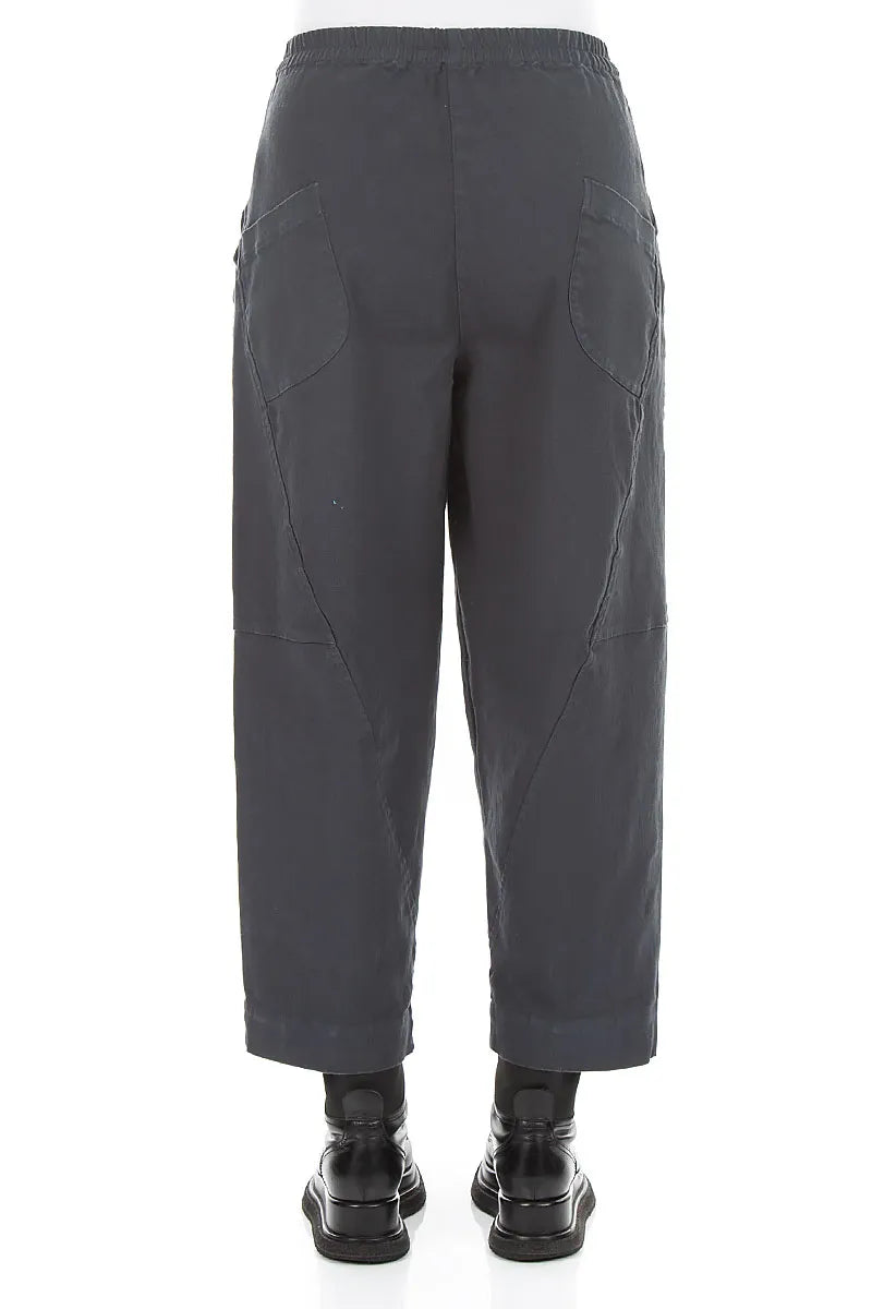 Seamed Slate Denim Cotton Trousers