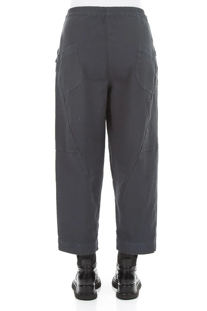 Seamed Slate Denim Cotton Trousers