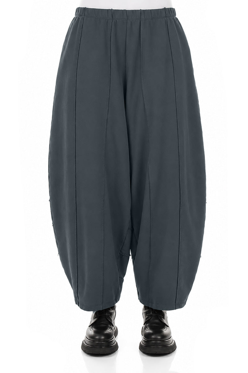 Seamed Slate French Terry Cotton Trousers 1
