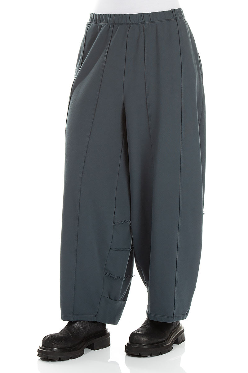 Seamed Slate French Terry Cotton Trousers 3