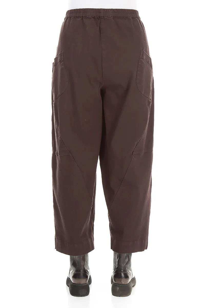 Seamed Truffle Brown Denim Cotton Trousers