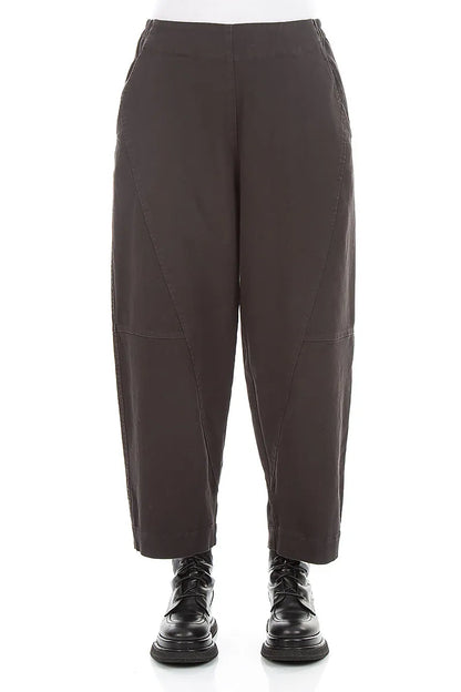 Seamed Warm Charcoal Stretch Cotton Trousers 1