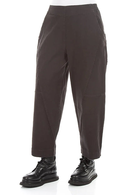 Seamed Warm Charcoal Stretch Cotton Trousers 3