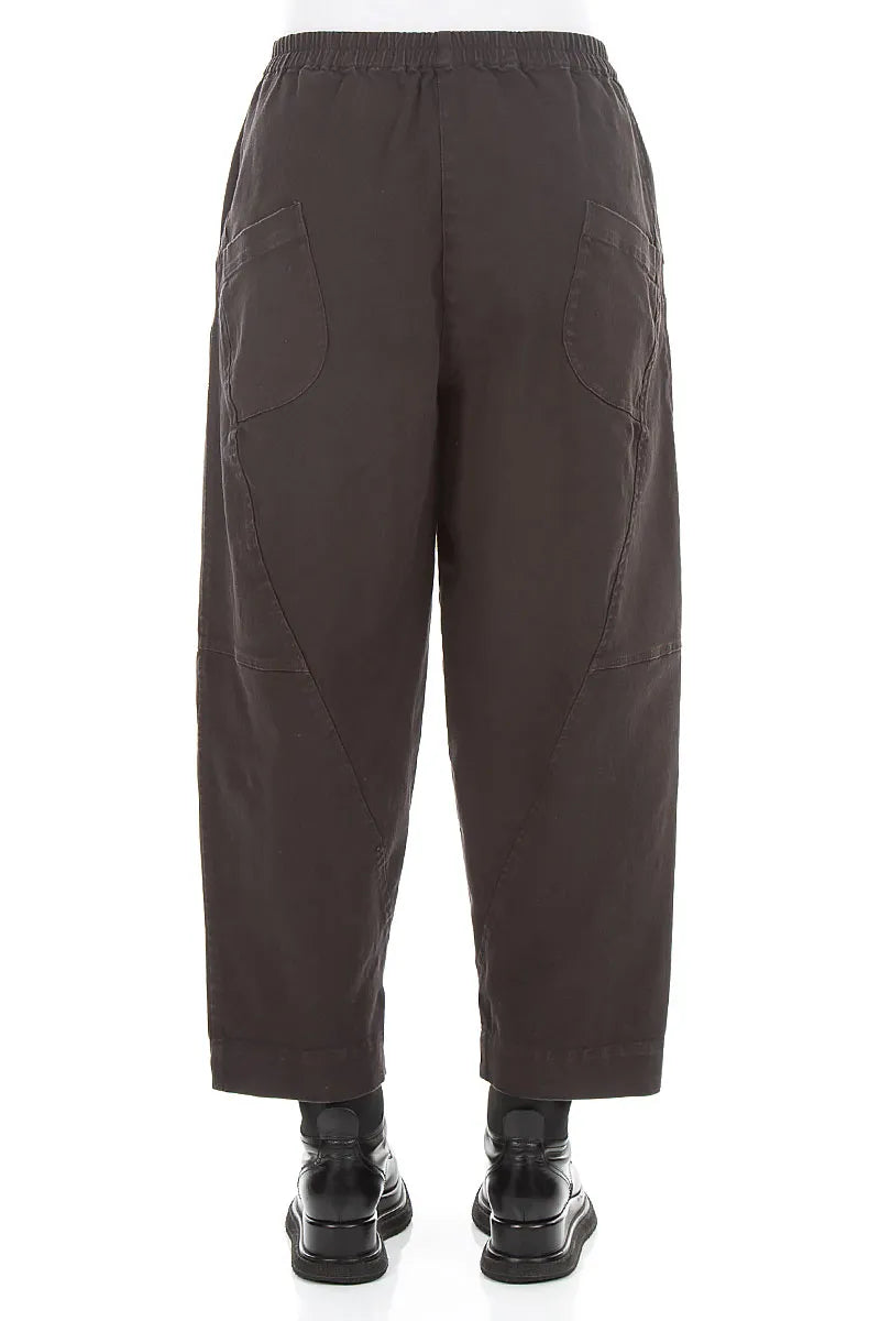 Seamed Warm Charcoal Stretch Cotton Trousers