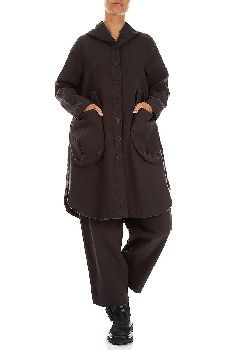 Seamed Warm Charcoal Stretch Cotton Trousers 4