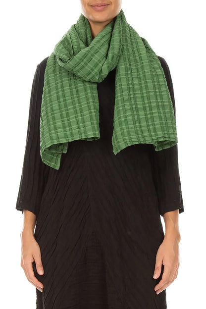 Shamrock Green Checkered Linen Cotton Scarf