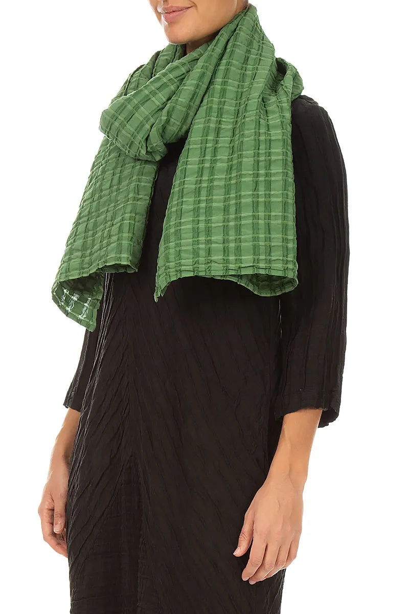 Shamrock Green Checkered Linen Cotton Scarf