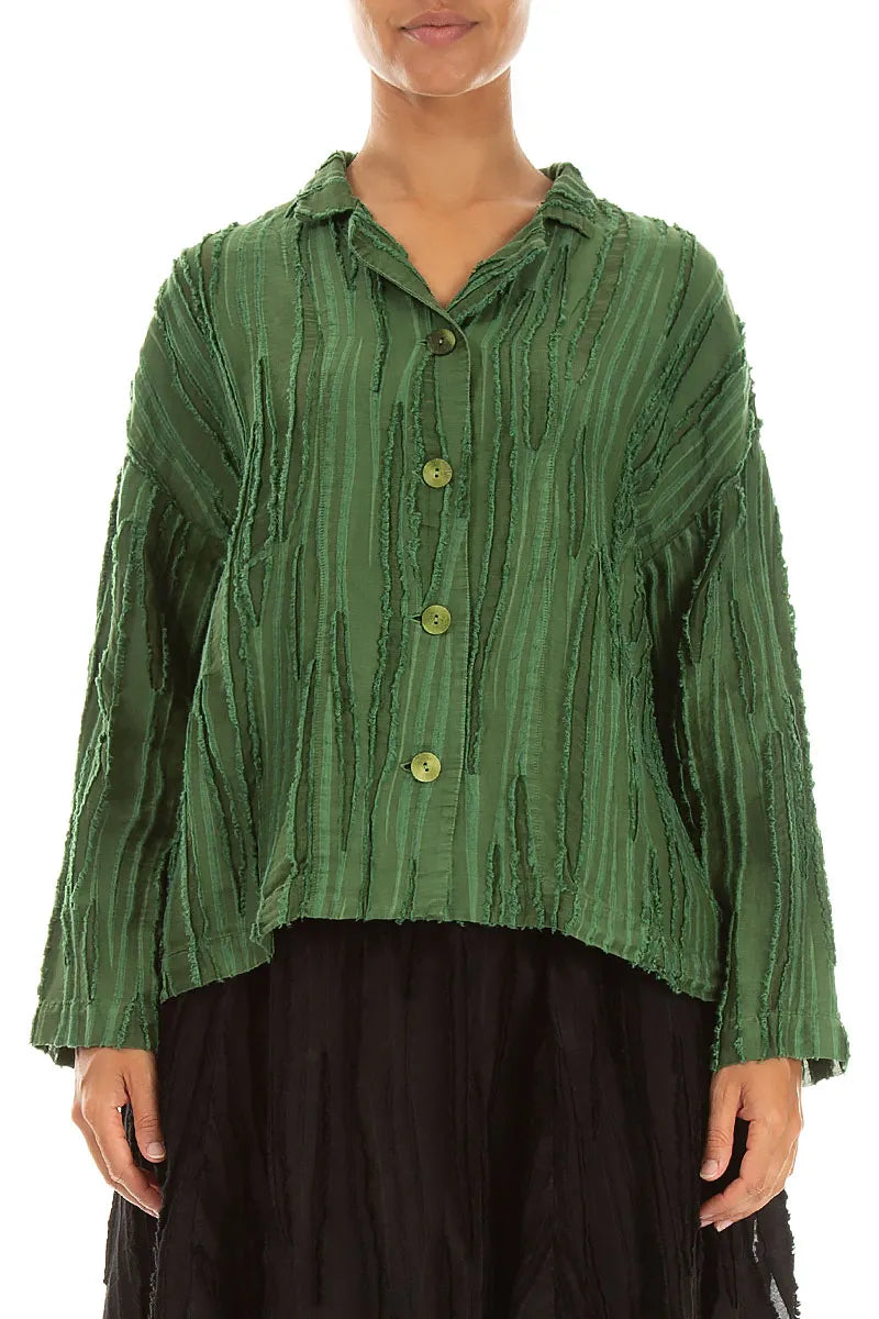 Shamrock Green Fray Weave Jacket
