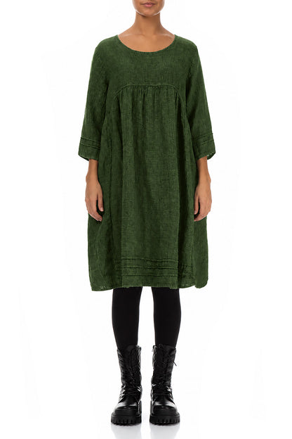 Shamrock Green Mélange Linen Smock Dress
