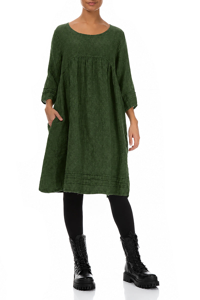 Shamrock Green Mélange Linen Smock Dress