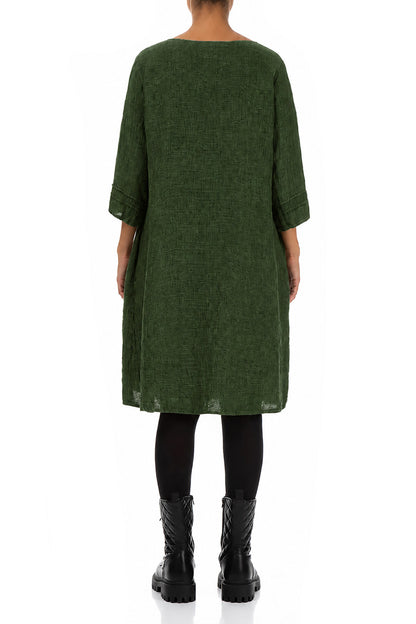 Shamrock Green Mélange Linen Smock Dress
