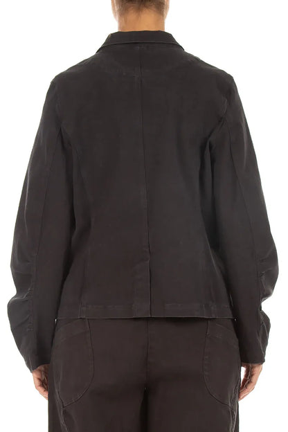 Shaped Black Denim Cotton Jacket