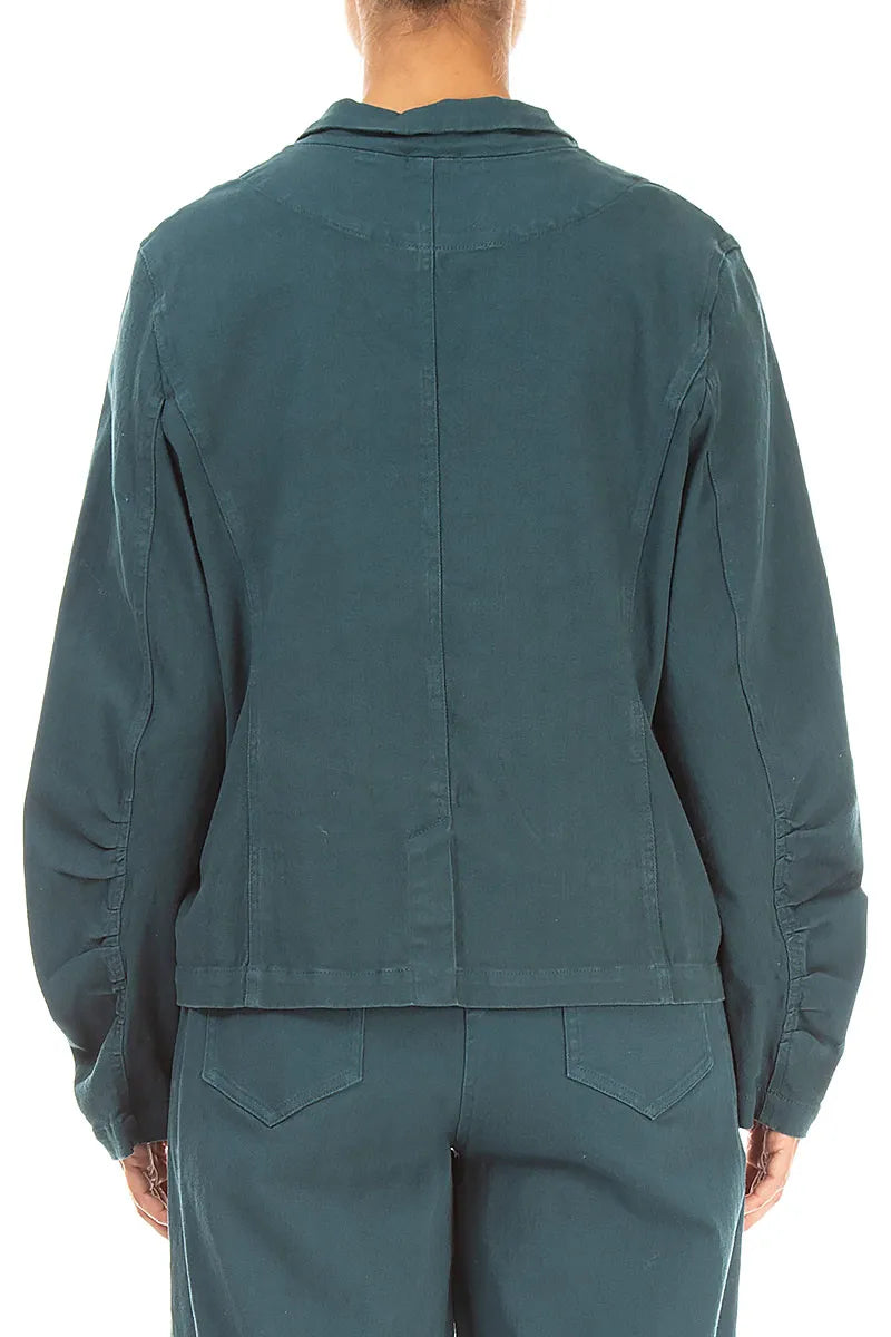 Shaped Deep Turquoise Denim Cotton Jacket 2