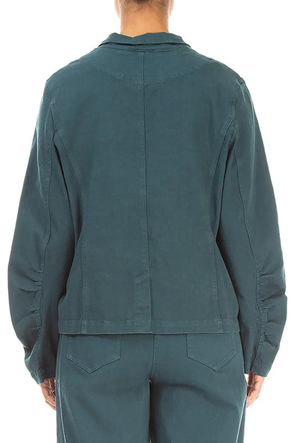 Shaped Deep Turquoise Denim Cotton Jacket