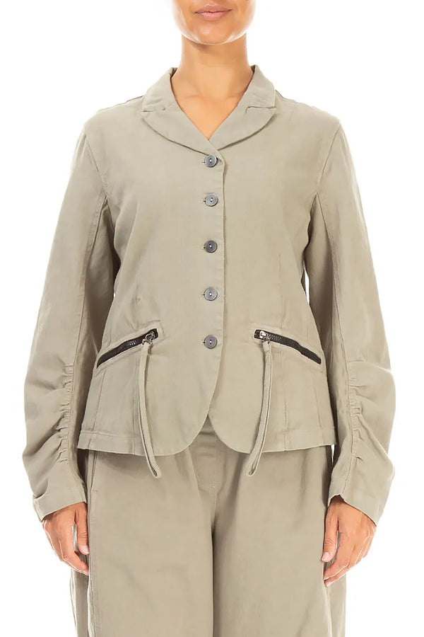 Shaped Olive Grey Cotton Jacket