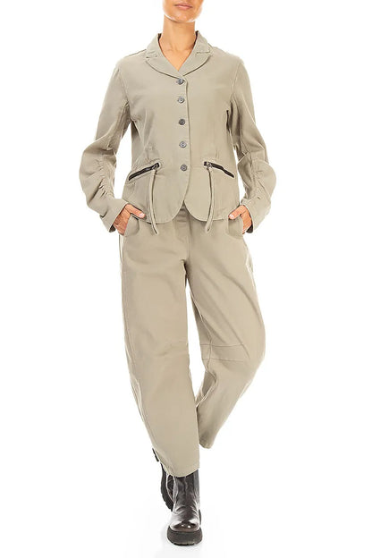 Shaped Olive Grey Cotton Jacket