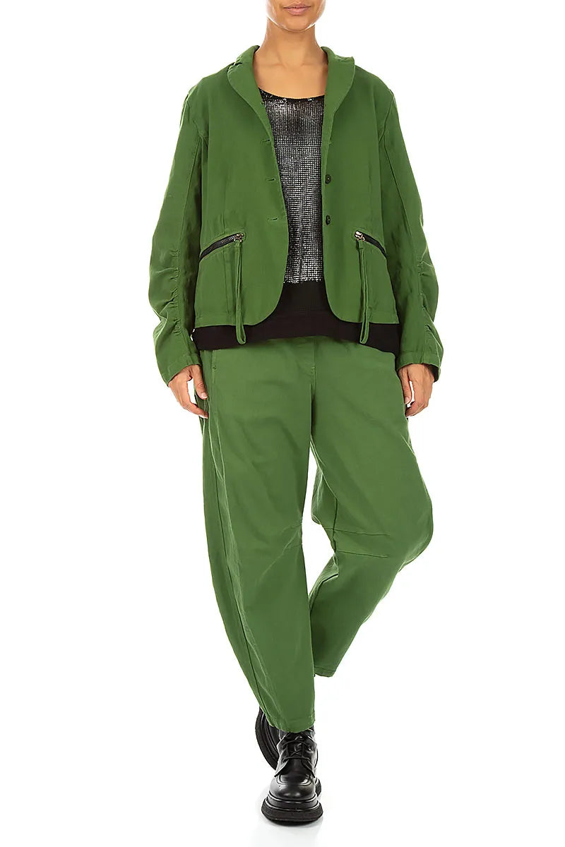 Shaped Shamrock Green Denim Cotton Jacket