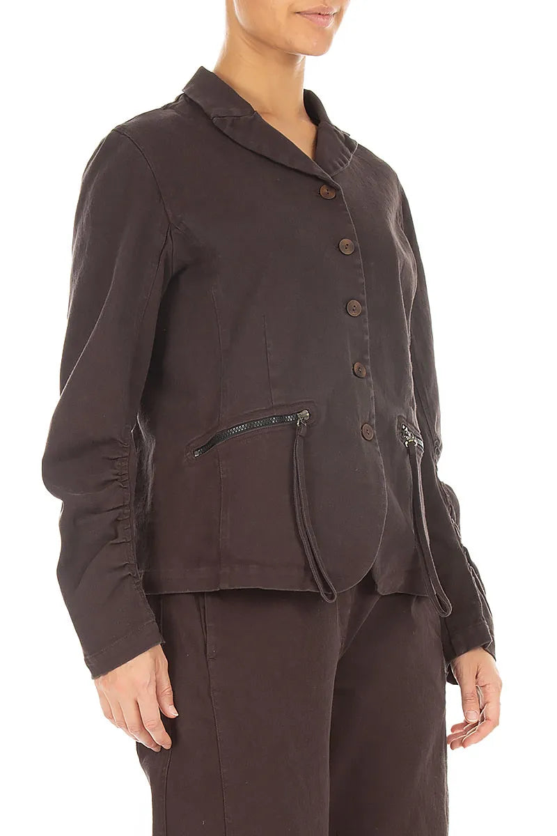 Shaped Truffle Brown Denim Cotton Jacket 3
