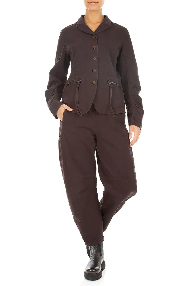 Shaped Truffle Brown Denim Cotton Jacket