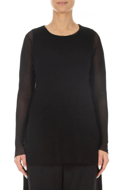 Sheer Black Mesh Soft Cotton Blouse