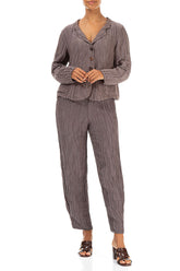 Tapered Barrel Truffle Crinkled Silk Trousers 4