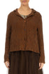 Short Aged Copper Textured Silk Linen Jacket 1
