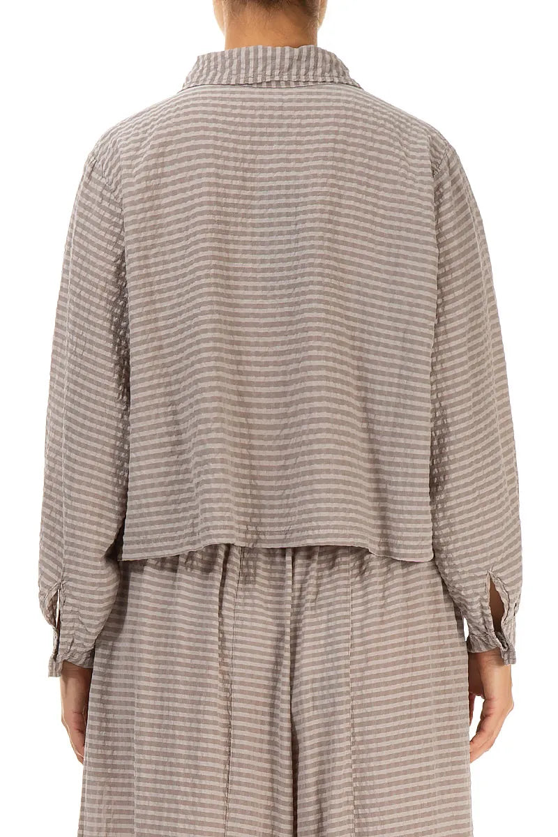 Short Beige Textured Silk Jacket 2